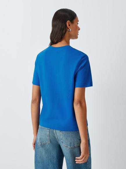 John Lewis Organic Cotton Short Sleeve Crew Neck T-Shirt - view 2, Blue