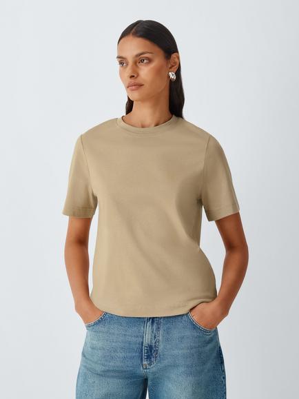 John Lewis Organic Cotton Short Sleeve Crew Neck T-Shirt, Chinchilla