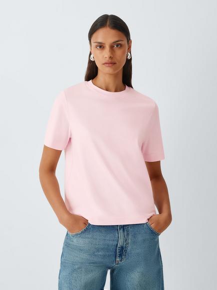 John Lewis Organic Cotton Short Sleeve Crew Neck T-Shirt, Pink