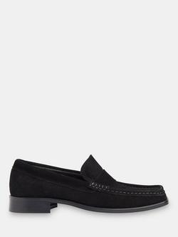 Whistles Mora Suede Square Toe Loafers, Black, Black
