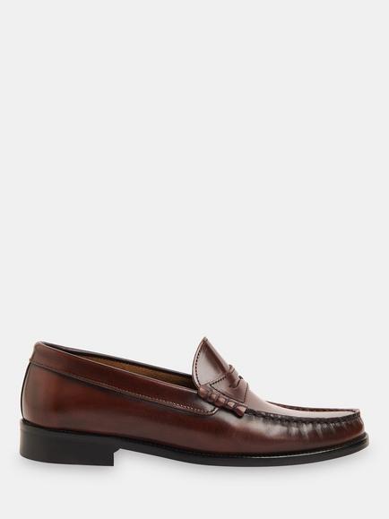 Whistles Manny Slim Leather Loafers, Tan