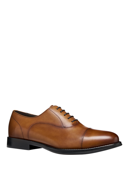 Geox Barberigo Leather Lace Up Derby Shoes, Cognac - view 2, Cognac