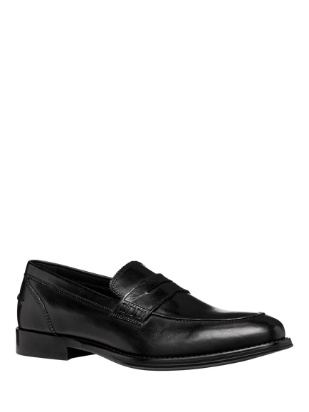 Geox Barberigo Leather Loafers, Black - view 2, Black