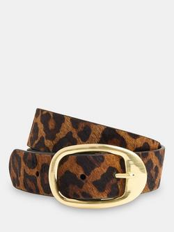 Whistles Leopard Print Hair-On Belt, Camel/Multi, Camel/Multi