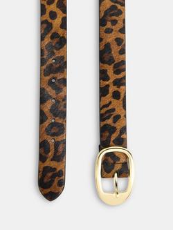 Whistles Leopard Print Hair-On Belt, Camel/Multi - view 2, Camel/Multi