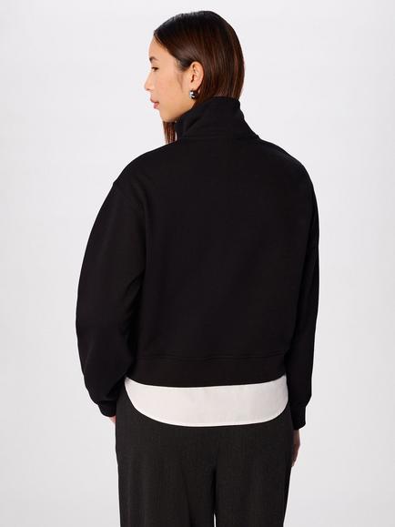 Whistles Funnel Quarter Zip Neck Sweatshirt, Black - view 2, Black