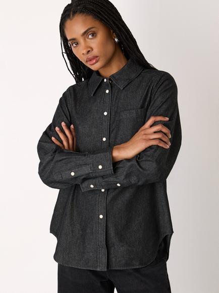 Whistles Patch Pocket Denim Shirt, Black, Black