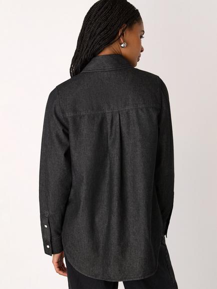 Whistles Patch Pocket Denim Shirt, Black - view 2, Black