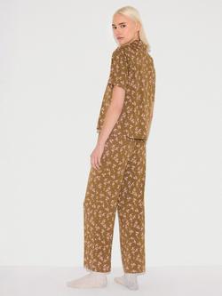 Jigsaw Swirl Posey Button Down Long Pyjama Set - view 2, Brown/Pink