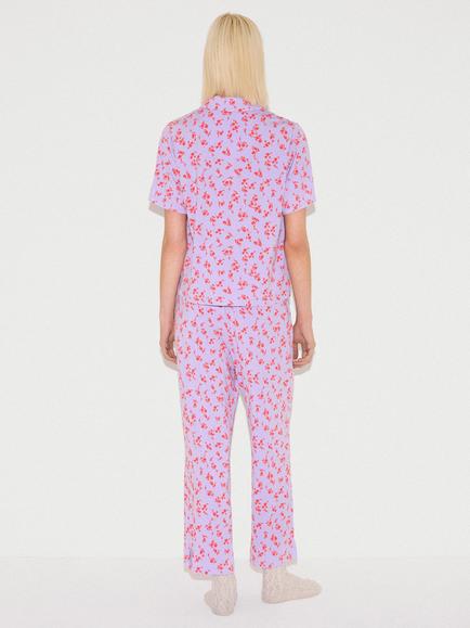 Jigsaw Swirl Posey Button Down Long Pyjama Set - view 2, Lilac/Orange