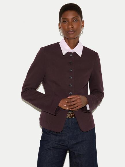 Jigsaw Crepe Jersey Jacket, Burgundy