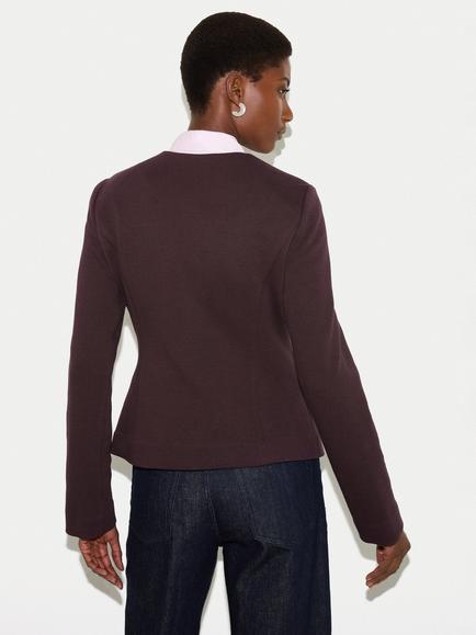 Jigsaw Crepe Jersey Jacket - view 2, Burgundy