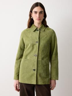 Jigsaw Raglan Sleeve Pure Suede Jacket, Green, Green