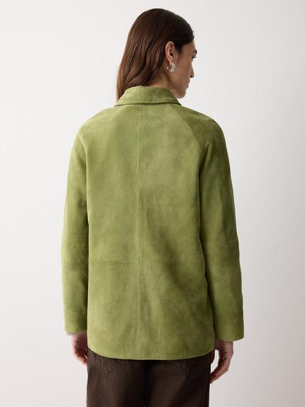 Jigsaw Raglan Sleeve Pure Suede Jacket, Green - view 2, Green