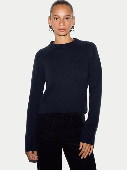 Jigsaw Wool Rich Saddle Jumper, Navy