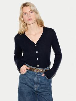 Jigsaw V-Neck Wool Rich Cardigan, Navy