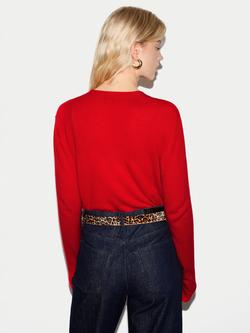 Jigsaw V-Neck Wool Rich Cardigan - view 2, Red