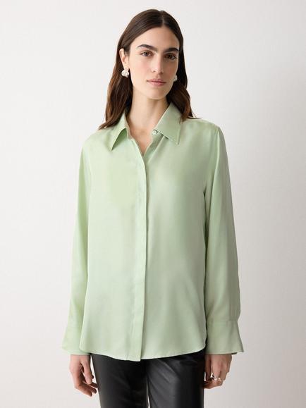 Jigsaw Twill Pure Silk Shirt, Green, Green