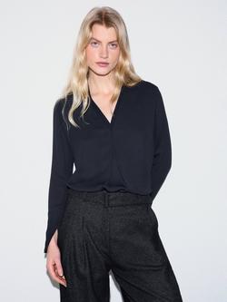 Jigsaw Double Layer Long Sleeve Top, Navy