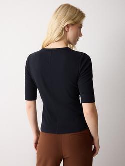 Jigsaw Rib Knit Henley Top - view 2, Navy