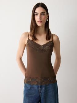 Jigsaw Lace Trim Camisole, Brown