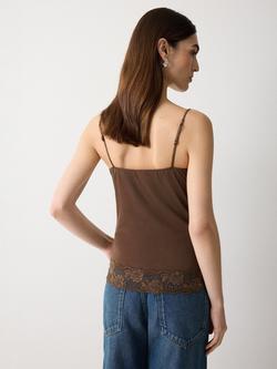 Jigsaw Lace Trim Camisole - view 2, Brown