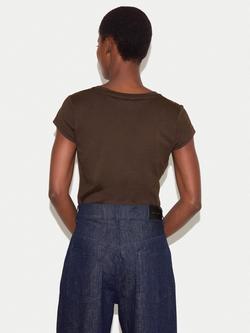 Jigsaw Supima Cotton Scoop Neck T-Shirt - view 2, Dark Brown