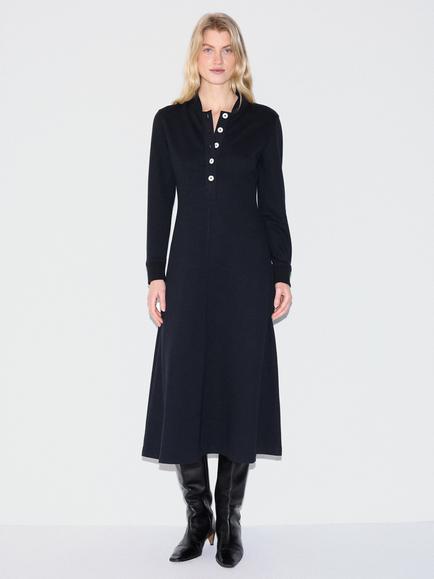 Jigsaw Button Neck Jersey Dress, Navy, Navy