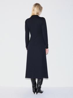 Jigsaw Button Neck Jersey Dress, Navy - view 2, Navy