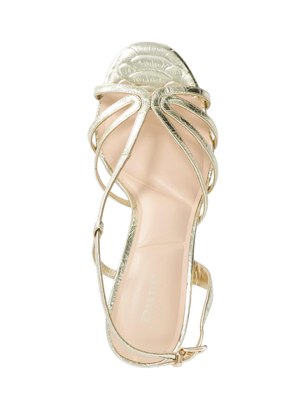 Dune London Morning Leather High Heel Strappy Sandals - view 2, Gold