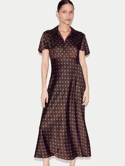 Jigsaw Bias Cut Mini Geometric Rose Dress, Burgundy, Burgundy