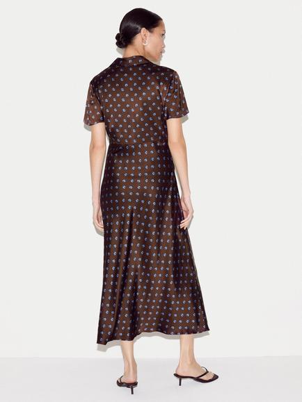 Jigsaw Bias Cut Mini Geometric Rose Dress, Burgundy - view 2, Burgundy