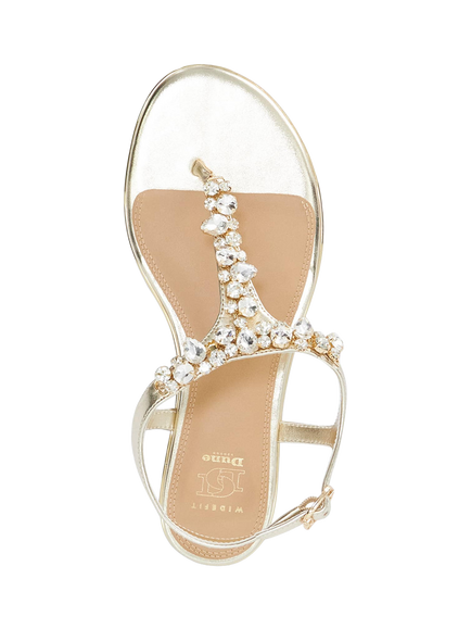 Dune London Wide Fit Life Embellished Toe Post Sandals - view 2, Gold