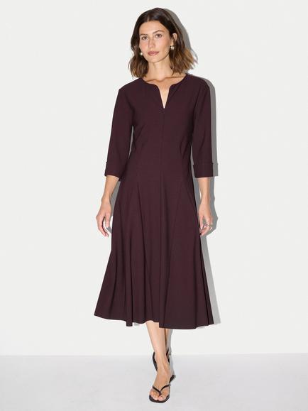 Jigsaw Stretch Crepe Godet Dress, Purple, Purple