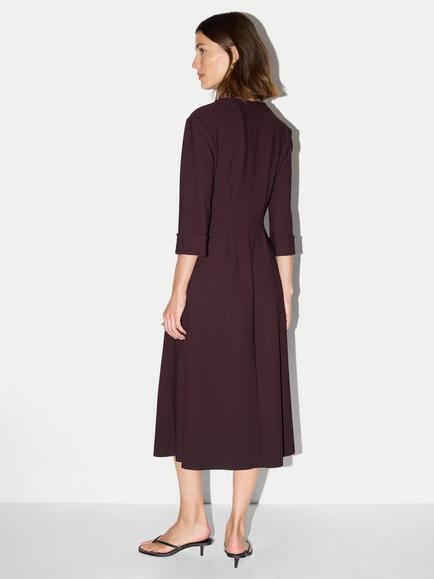 Jigsaw Stretch Crepe Godet Dress, Purple - view 2, Purple