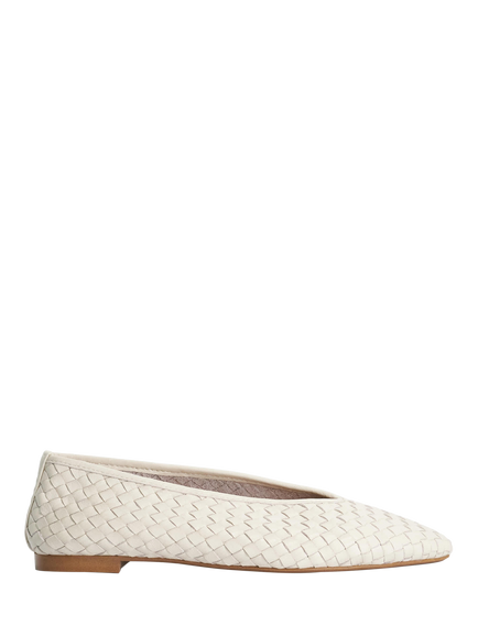 Dune London Henlee Woven Leather Pointed Ballerina Pumps, Ecru
