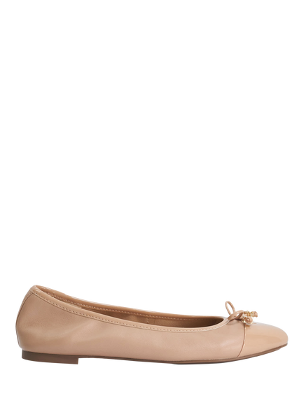 Dune London Hallo Wide Fit Leather Charm Detail Ballerina Pumps, Blush