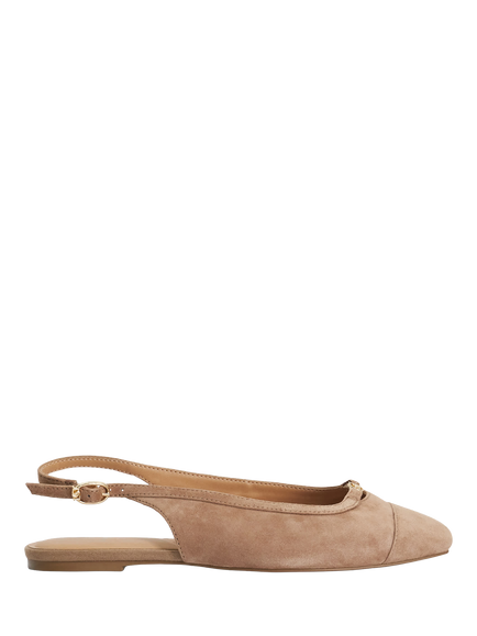 Dune London Hanna Wide Fit Suede Slingback Pump, Caramel, Caramel