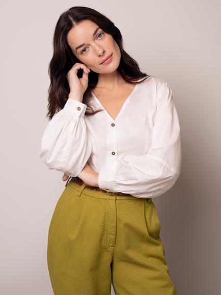 Celtic & Co. V-Neck Relaxed Fit Shirt, Chalk, Chalk