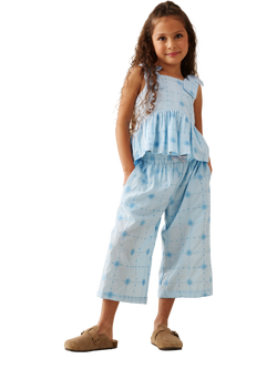 Angel & Rocket Kids' Embroidered Tie Waist Trousers, Blue - view 2, Blue