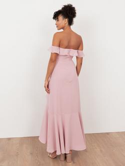 Maya Deluxe Embellished Floral Bardot Midaxi Dress, Soft Pink - view 2, Soft Pink