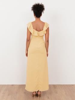 Maya Deluxe Embellished Floral Ruffle Maxi Dress, Buttercream - view 2, Buttercream