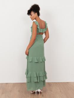 Maya Deluxe Embellished Floral Ruffle Maxi Dress, Deep Mint - view 2, Deep Mint