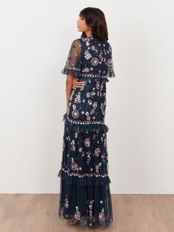 Maya Deluxe Embellished Spot Mesh Maxi Dress, Navy - view 2, Navy