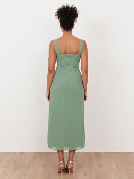 Maya Deluxe Embellished Floral Square Neck Midaxi Dress, Deep Mint - view 2, Deep Mint