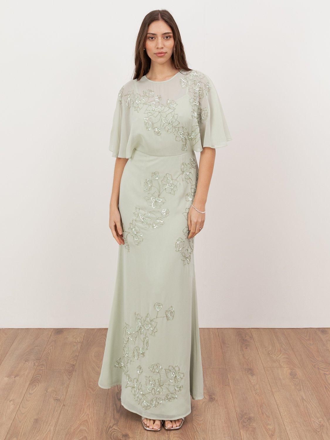 Maya Deluxe Embellished Floral Maxi Dress, Meadow Green