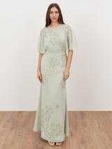 jigsaw green silk dress Satin Back Crepe Dress