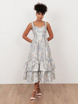 Maya Deluxe Jacquard Sweetheart Neck Midaxi Dress, Light Blue, Light Blue