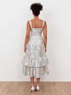 Maya Deluxe Jacquard Sweetheart Neck Midaxi Dress, Light Blue - view 2, Light Blue