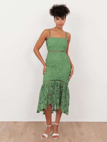 Maya Deluxe Lace Cami Midi Dress, Mid Green, Mid Green